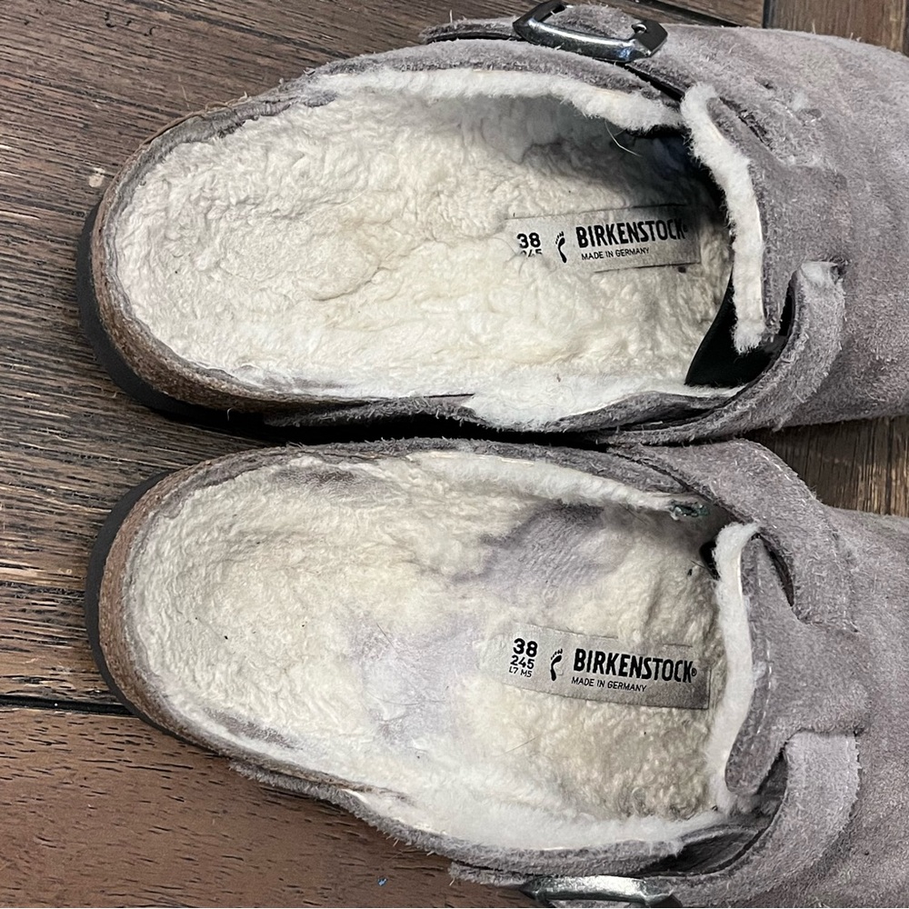Birkenstock Sherpa Boston Clogs Grey Suede size 38 Women’s 7 - Picture 8 of 9